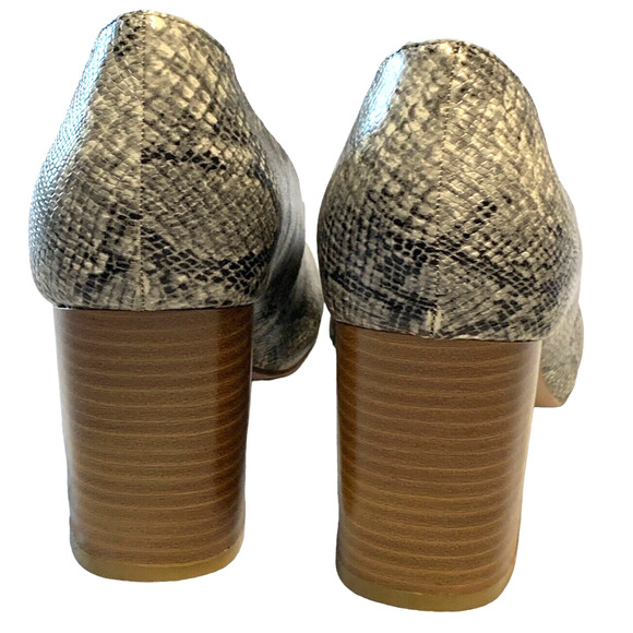 Comfortview Maddy Snake Print Block Heel Pumps 9.5 Gray Embossed Comfort Cushion - Picture 5 of 10